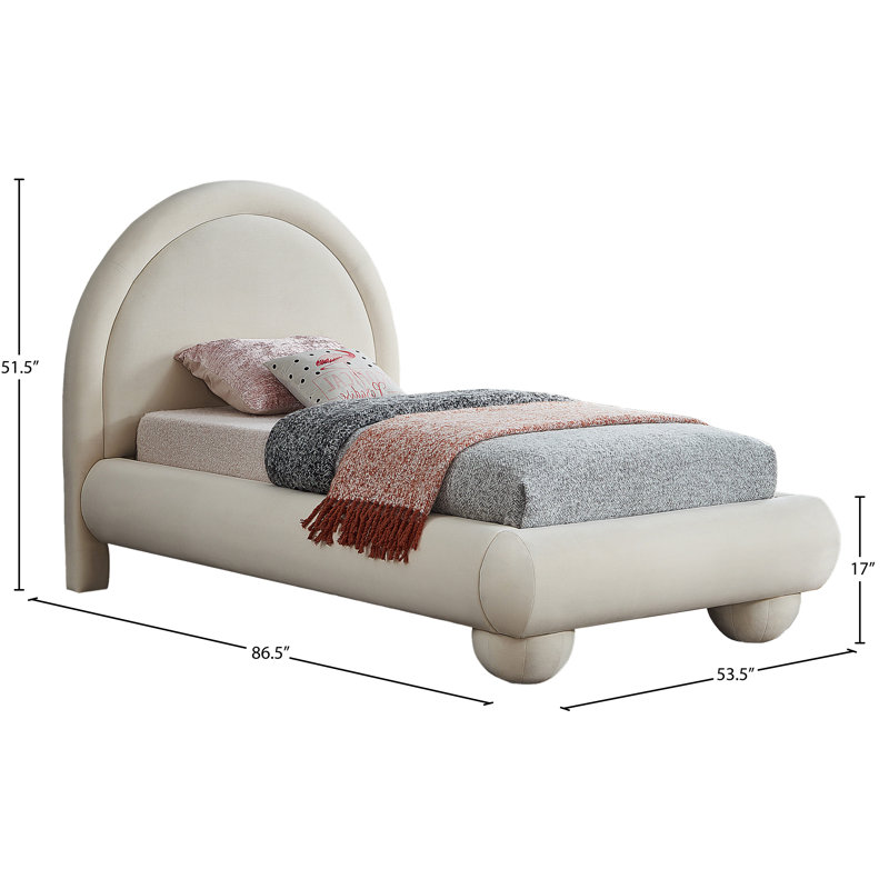 Madrid Velvet Bed, Cream Velvet, Twin