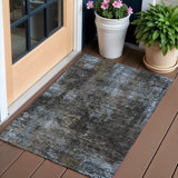 Tapis extérieur lavable abstrait graphite gris anthracite 3 pi x 5 pi