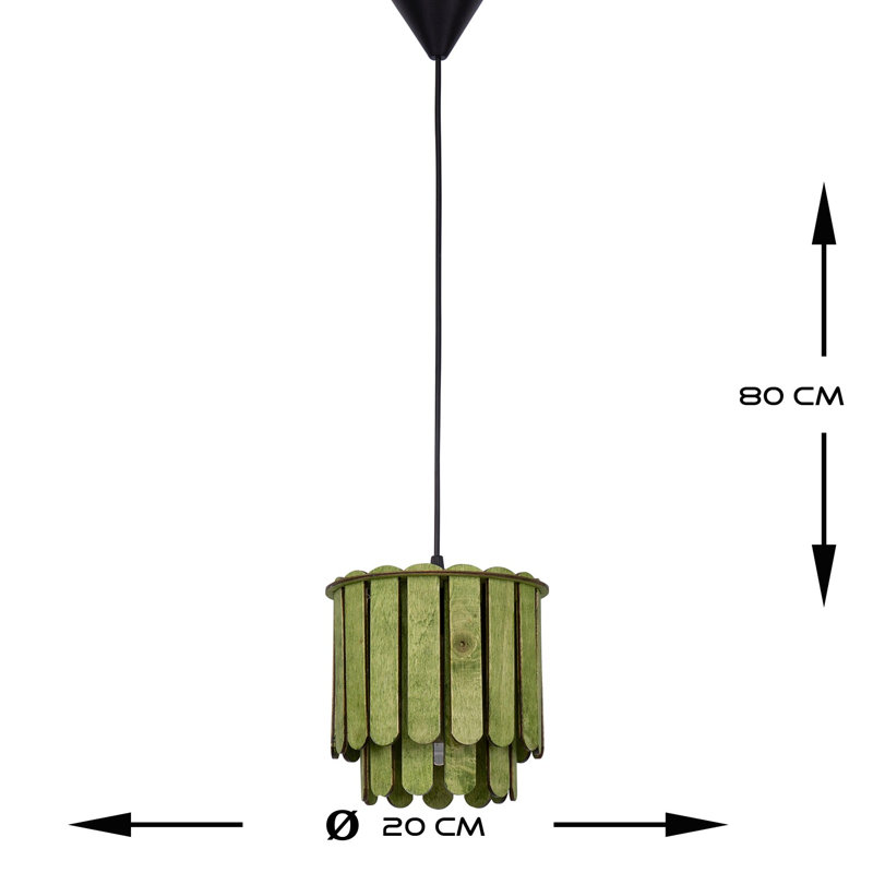 Luminaire suspendu unique à 1 lumière Bender, Vert clair, Noir