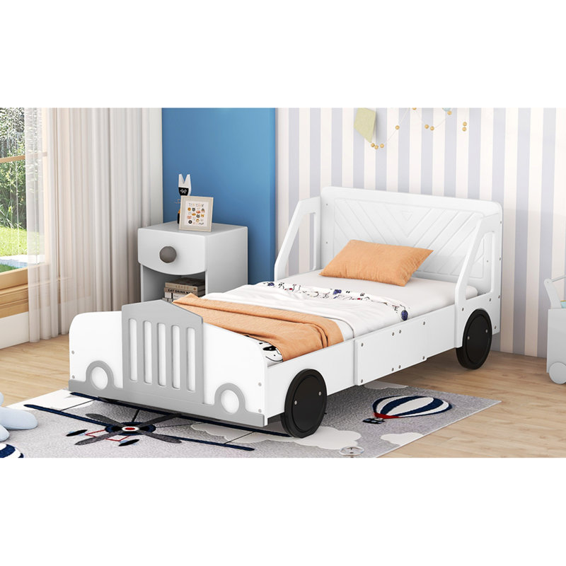 Lit plateforme élégant en forme de voiture avec contreplaqué durable pour chambre d'enfant