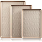 Cookie Sheet Set, Cookie Sheet For Oven, Non-Stick Half/Quarter/Jelly Roll With Diamond Texture Pattern, Heavy Duty Cookie Tray