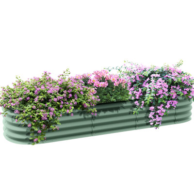 Ensemble de lit de jardin en métal galvanisé 76,5 po x l 23,5 po x H 11,84 po, jardin surélevé extérieur avec bordure, installation facile, auto-drainant, lit surélevé modulaire, boîte à fleurs 6,4 pi 2 pi 1 pi