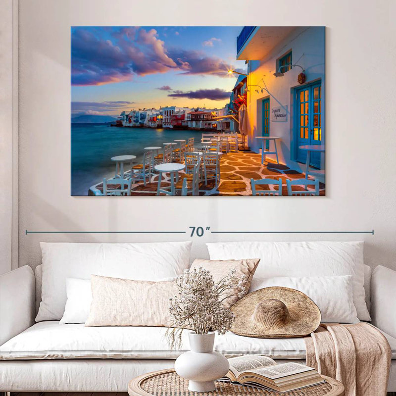 Lilie au lever du soleil aux couleurs de la petite Venise à Mykonos, H 34 po x l 51 po