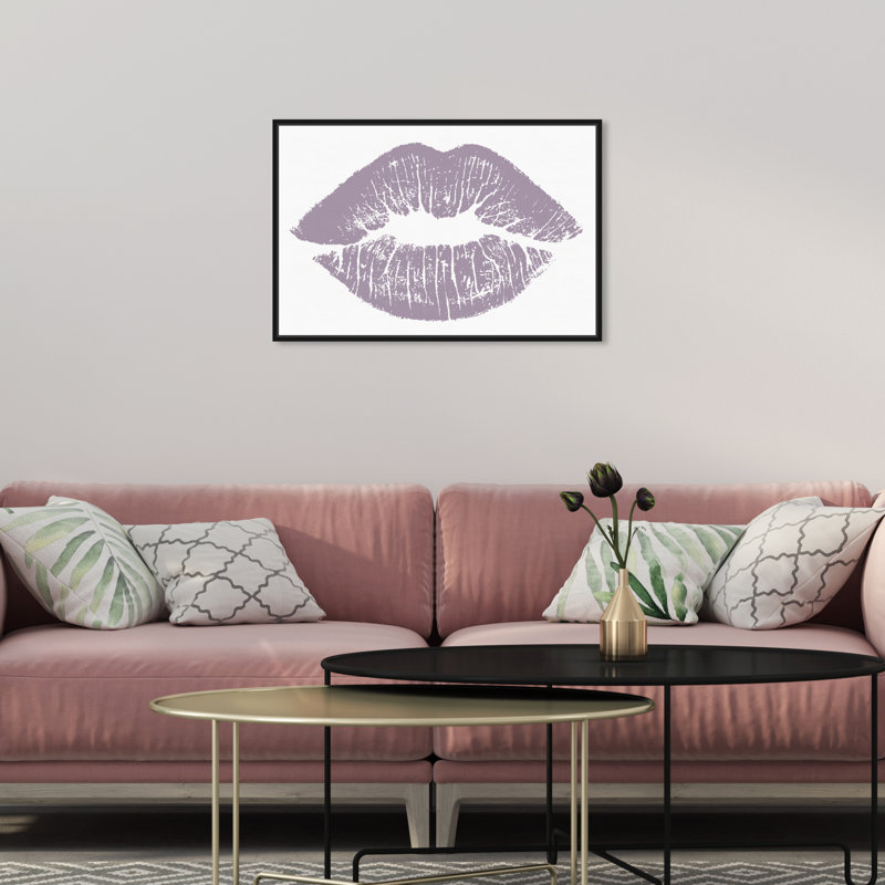 Toile unie lilas et moderne, H 17 po x l 25 po, Cadre en bois noir