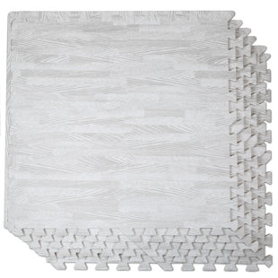 100 Sqft 3/8" Wood Grain Foam Mat Interlocking Tile Flooring (Set of 25)