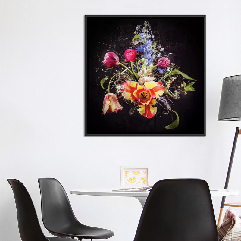 « pâques bouquet », photographie sur toile, H 18 po x l 18 po x P 1,5 po, Toile avec cadre noir, Pas de tapis