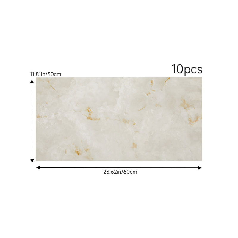 Polyvinyl Chloride (PVC) Peel and Stick Field Tile, 30 cm x 60 cm, Beige/Light Brown