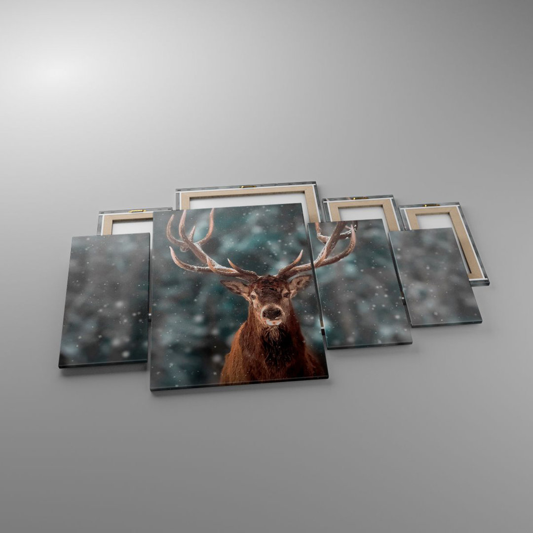 4-tlg. Fotodruck-Set Deer Deer Winter