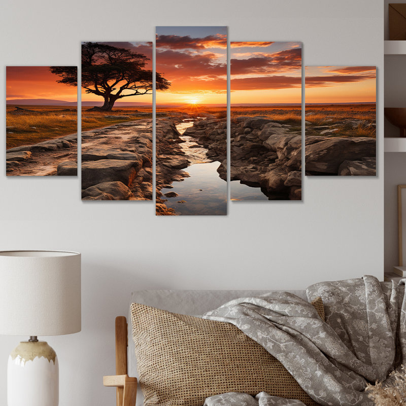 Parc national du Serengeti, Tanzanie II - Art mural sur toile, 5 panneaux
