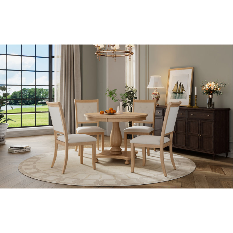 5 - Piece Pedestal Dining Set, Brown