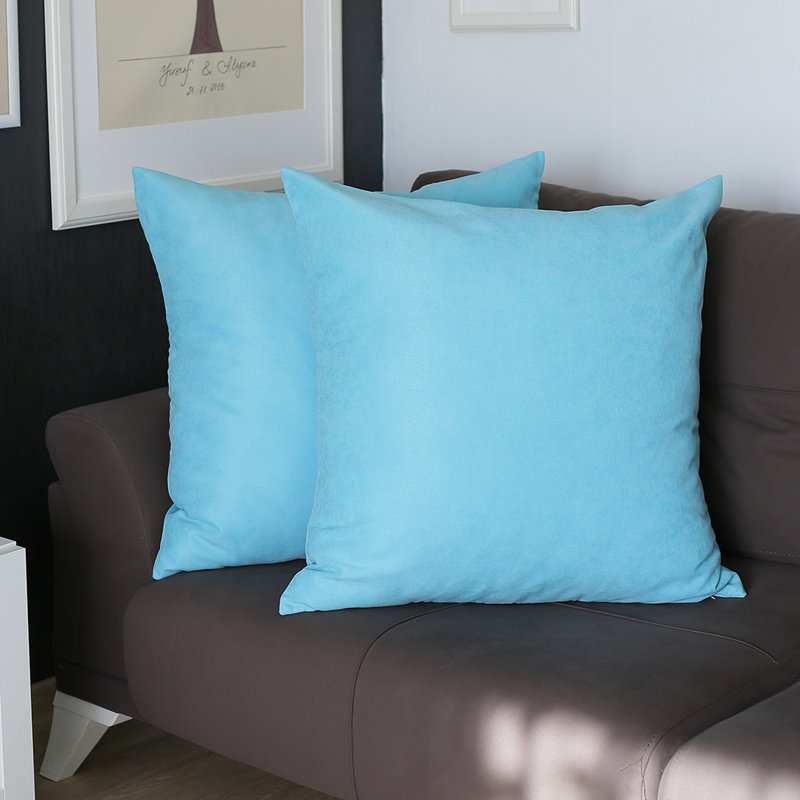 Sky Blue Polyester Square Pillow Covers, 22" x 22", Set of 2
