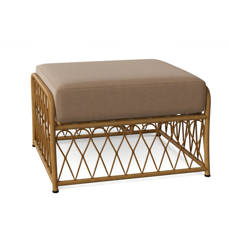 Repose-pieds d'extérieur avec coussin Cane, Sunbrella® à rayures Whisper Smoke