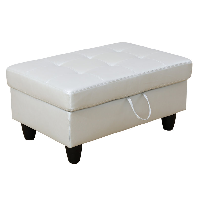 Faux Leather Ottoman, Powder Faux Leather