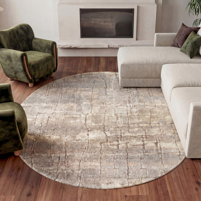 Ilgar Ivory Area Rug, Round 8'