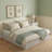 Wooden Platform Bed Frame with Lift Up Storage, King, Rustic Off White-204592588-204592590