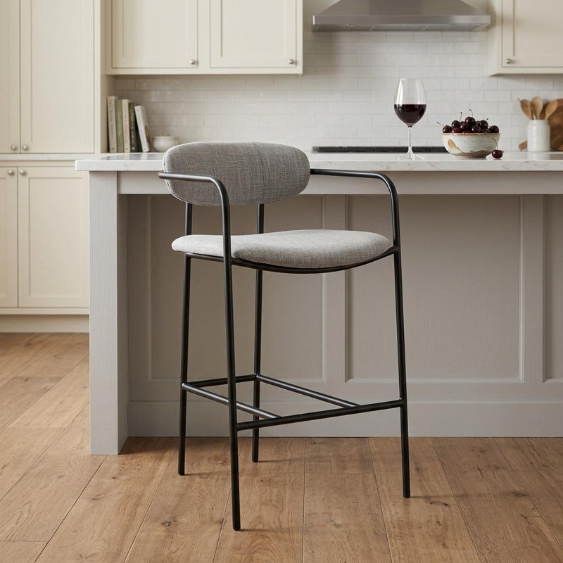 Tabouret en tissu Biélorussie, Gris bronze, Très grand (siège d'une hauteur de 35,83 po), Gris