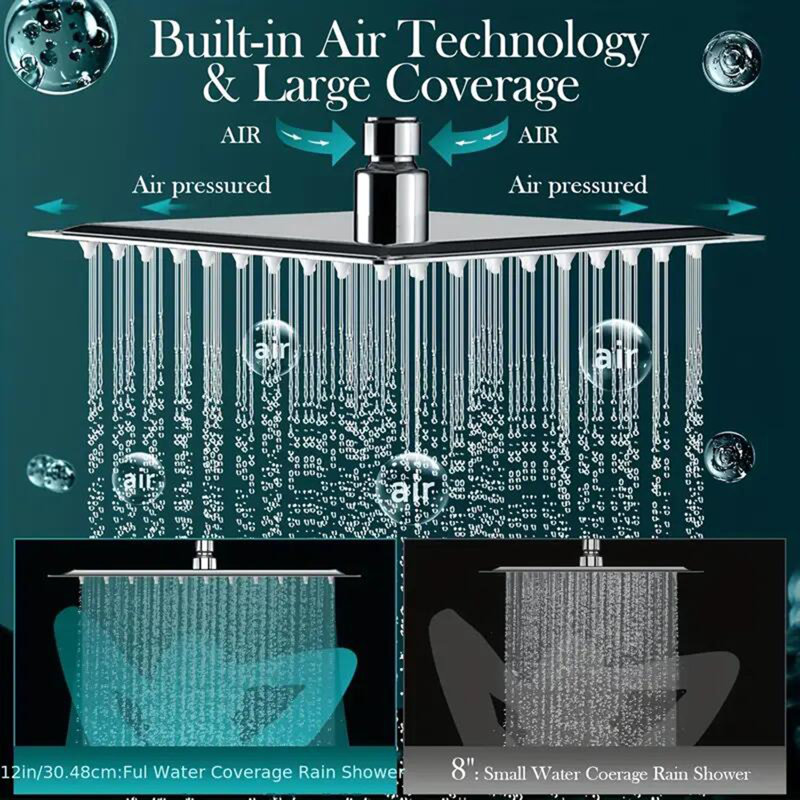 Shower Head Combo 10Inch High Pressure Rain Shower Head with 11 Inch Adjustable Extension Arm and 3 Settings Handheld Shower Head Combo with Long Hose