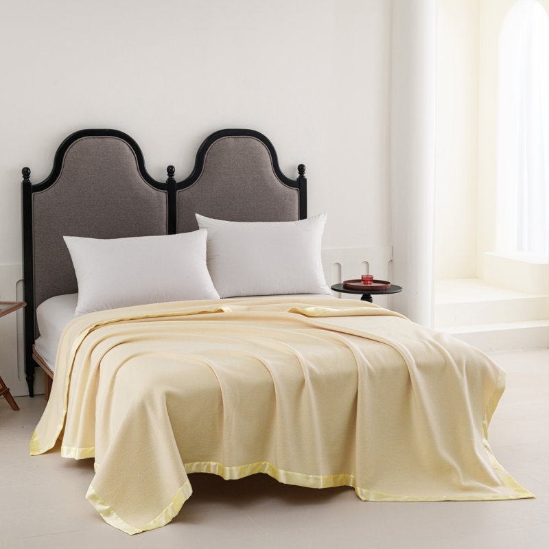 Full Taupe Fleece Reversible Blanket with Satin Trim
