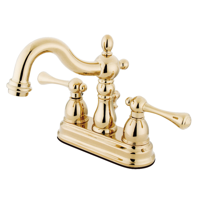 Robinet de salle de bain central à 4 poignées à 3 trous à fixation sur le comptoir avec laiton escamotable Kingston