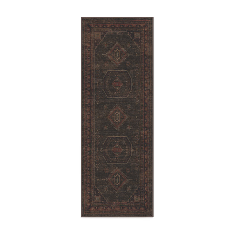 Système de tapis et de coussins lavables 2 pièces Shira Bordeaux, Tapis de couloir 2 pi 5 po x 7 pi