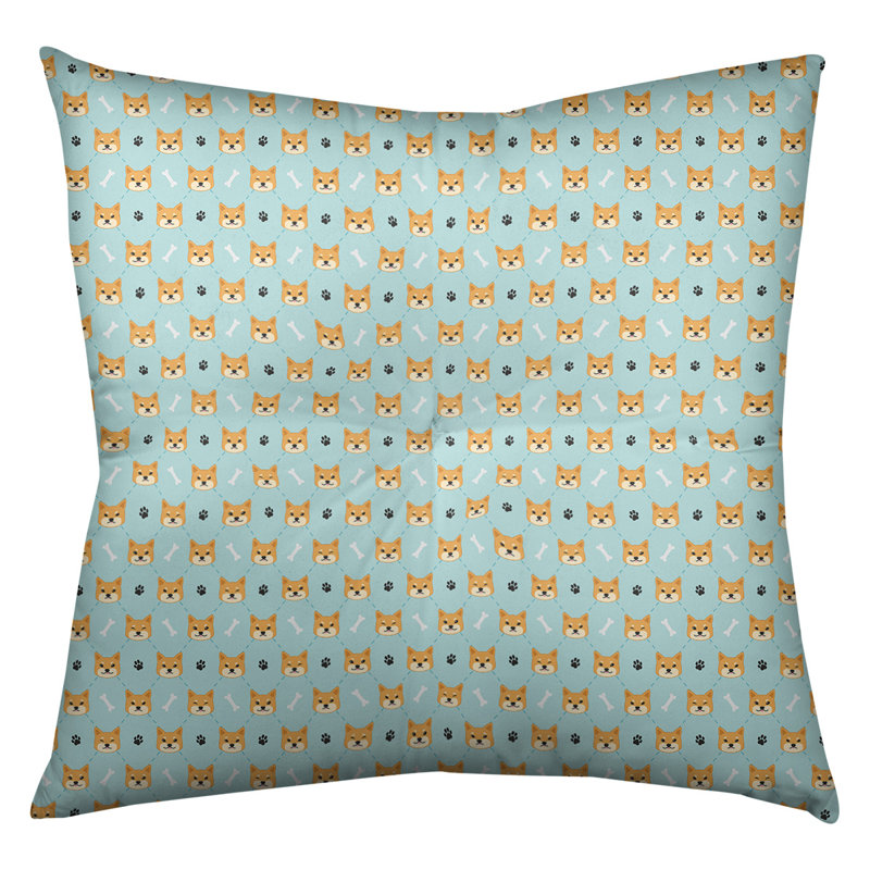 Coussin de sol Katelyn Elizabeth Shiba Inu, 26 po x 26 po, Turquoise clair / brun