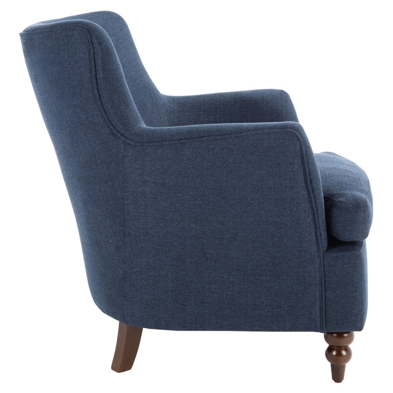 Navy Linen Lawson Accent Chair with Walnut Spindle Legs