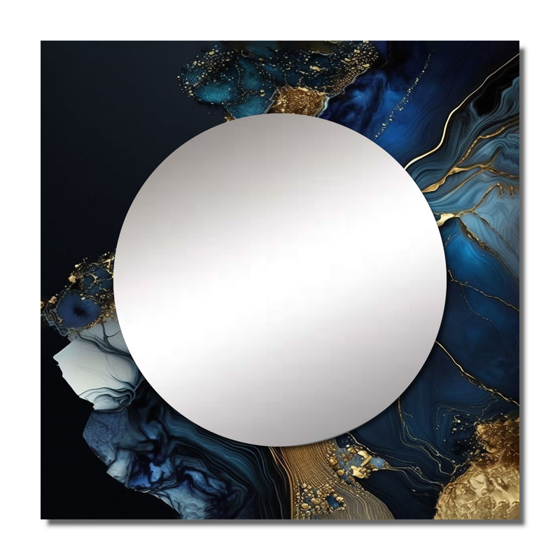 Delyu - Miroir carré abstrait en marbre pour décoration murale, 36 po x 36 po