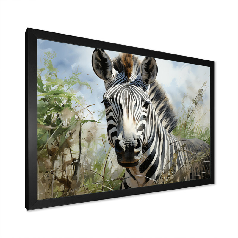 Zebra Stripes In Jungle, reproduction d'art sur toile, H 12 po x l 20 po x P 1 po, Noir