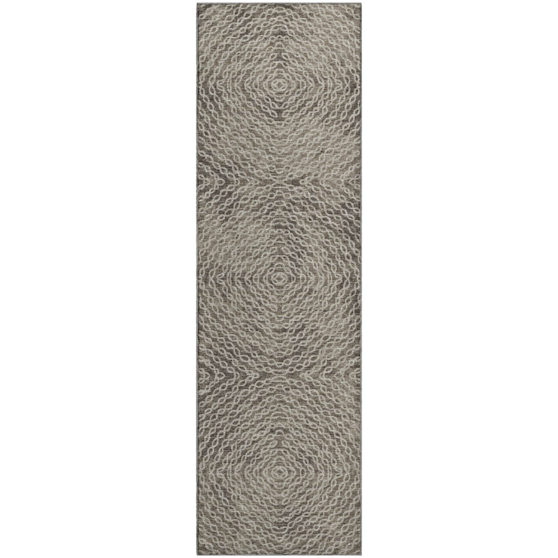 Premium Machine Washable Mayfield AMF74 Geometric Rug, Mocha, 2'3" x 7'6" Runner