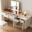 Ensemble coiffeuse et miroir en verre blanc-1473847068
