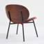 Chaise longue en cuir noir Mid-Century