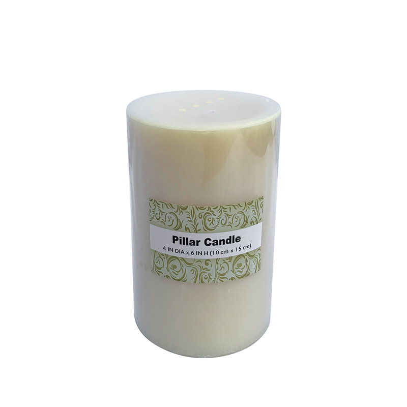 Bougie cylindrique sans parfum, Ivoire, 4, H 6 po x l 4 po x P 4 po
