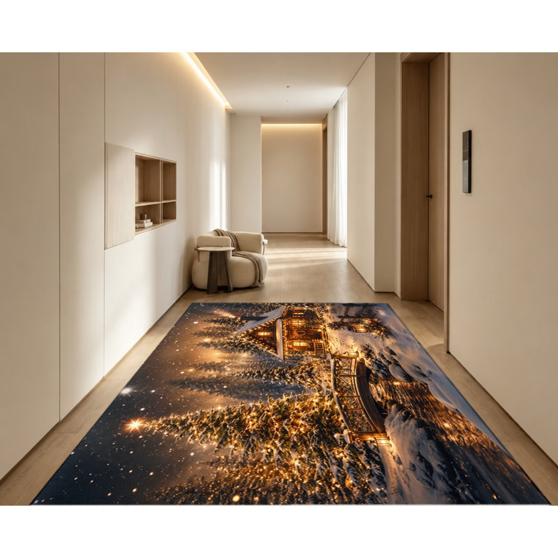 Tapis lavable à la machine avec envers antidérapant Winter, Rectangle 6 pi 7 po x 4 pi 7 po (200 x 140 cm)