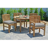Huntington 5pc Teak Outdoor Dining Set with Sunbrella Cushion