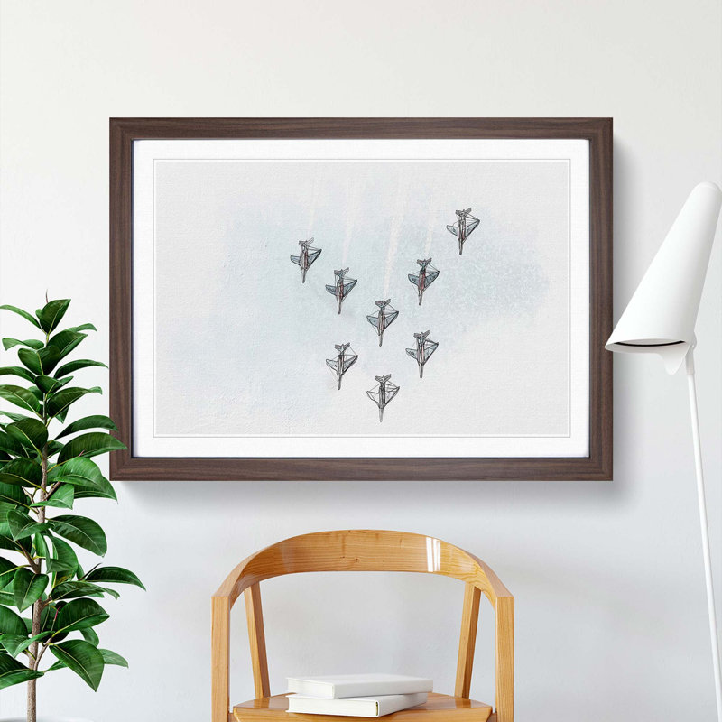 Plane Aerobatics - Framed Print, 60cm H x 91cm W x 2cm D, Walnut