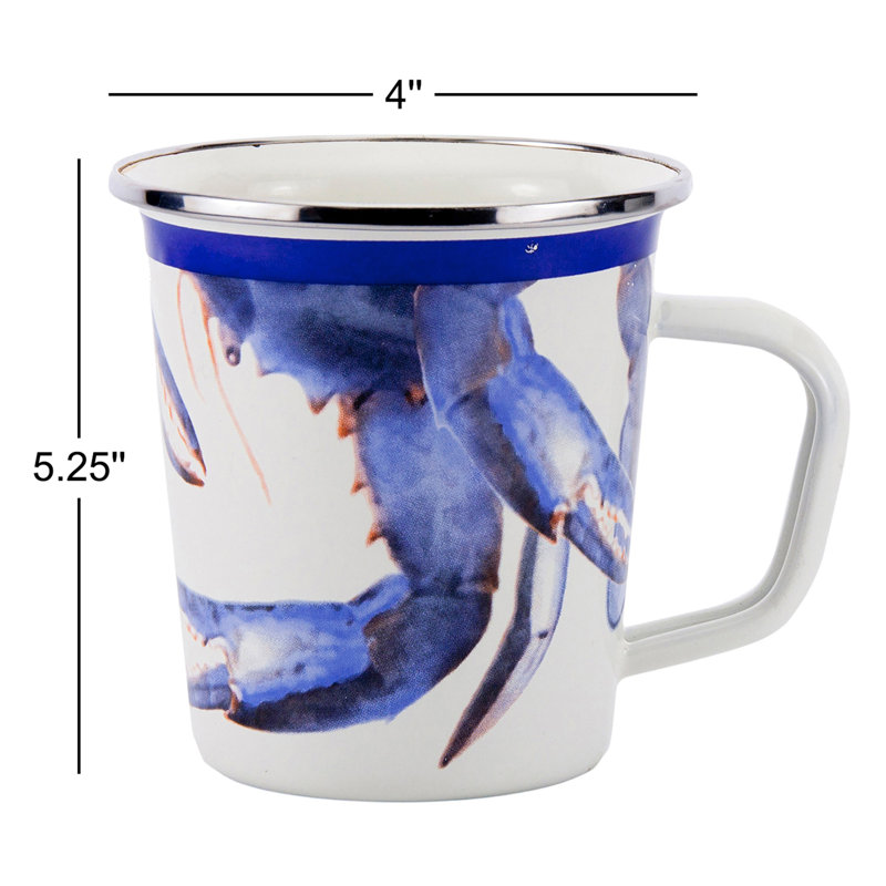 Set of 4 Blue Crab Latte Mugs