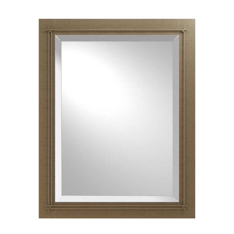Metra Industrial Beveled Bathroom/Vanity Mirror, 28" H x 22" W, Soft Gold