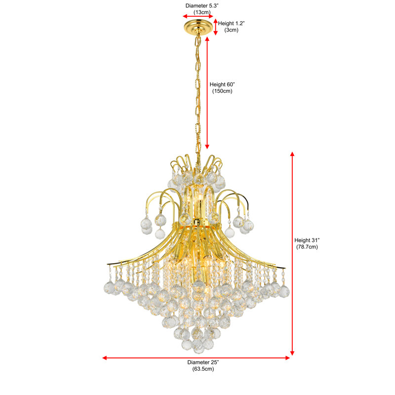 Stoller 15 - Light Dimmable Tiered Chandelier, Gold, Royal Cut