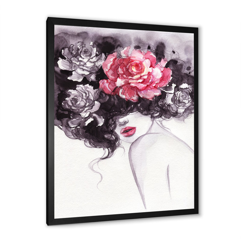Illustration florale sensuelle sur toile Glam, H 20 po x l 12 po x P 1,5 po, Impression noire sur toile encadrée