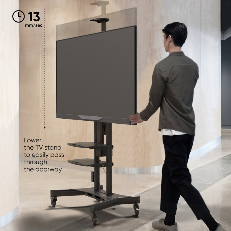 Black Motorized TV Lift with Remote Control for Mobile TV Stand