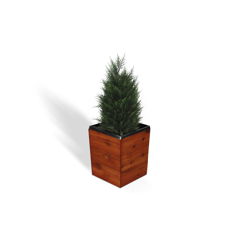 Campton Handmade Wood Planter Box, Bold Cedar, 17" H x 14" W x 14" D