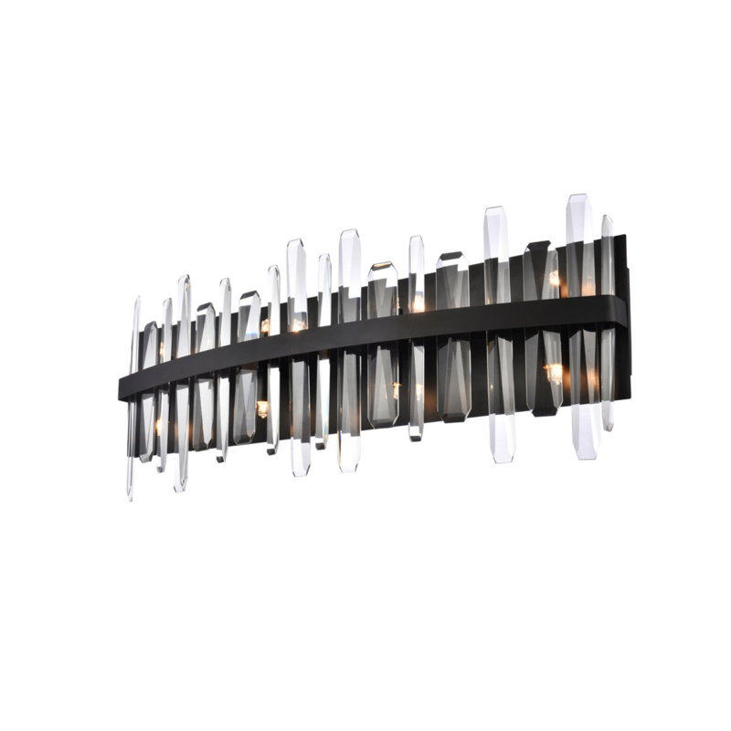 Marlow Dimmable Flush Mounted Sconce, Black, 12" H x 5" W x 30" D, 8 Lights