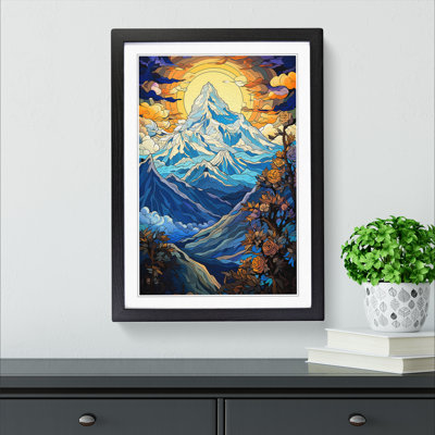 Mount Everest Nouveau - Single Picture Frame Print on Wood