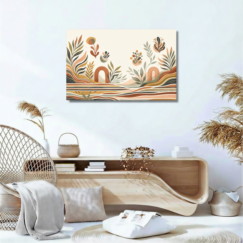 Ensemble de 1 tableau sur toile « Vagues botaniques », 32"H x 48"W, Wrapped Canvas
