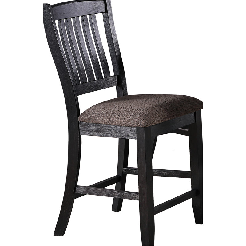 Chaise haute intrigante gris foncé, assise recouverte de tissu, tissu tendance en bois de 23,41 po de largeur,