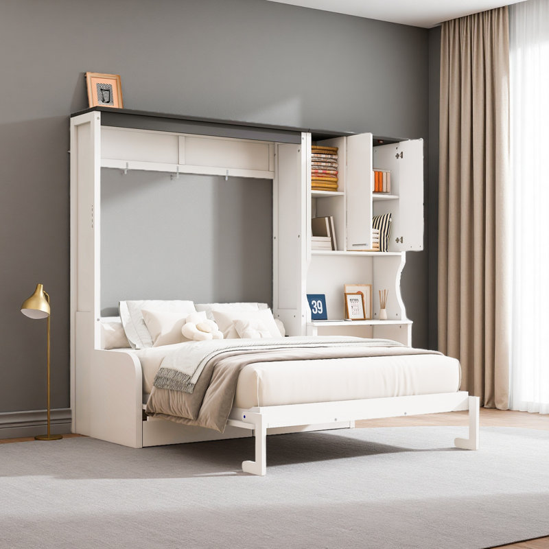 Multi-Functional Murphy Bed with Sofa, Desk & Storage Cabinet, Full