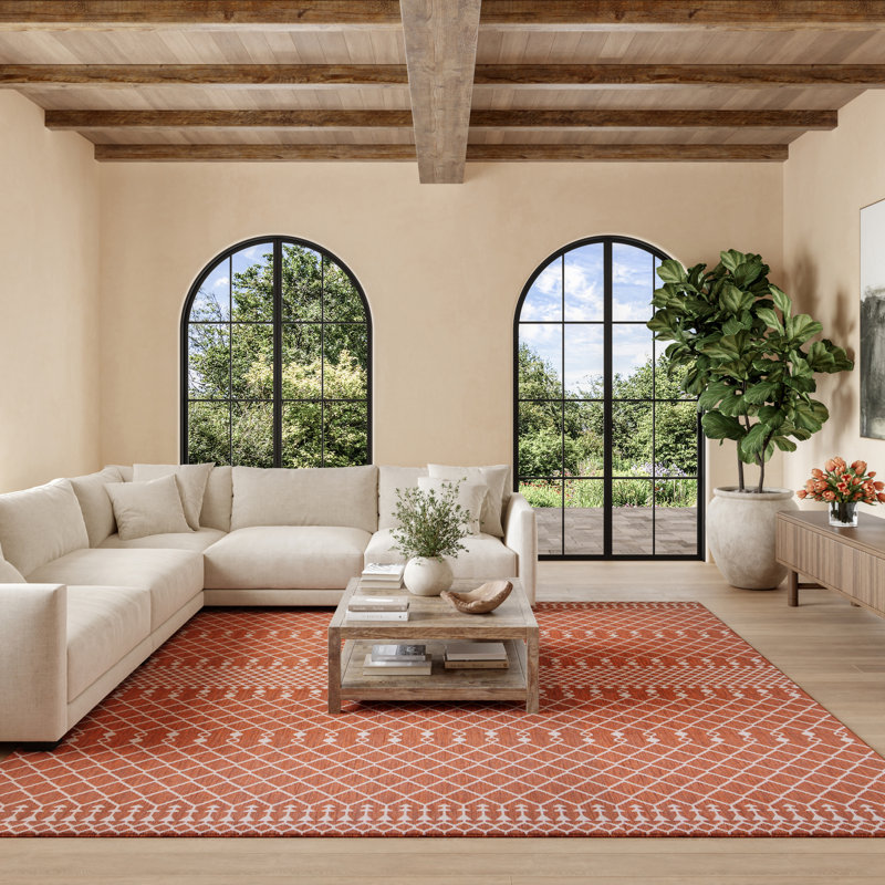 Tapis moderne terre cuite Nourison Positano, Terracotta, Square 8'