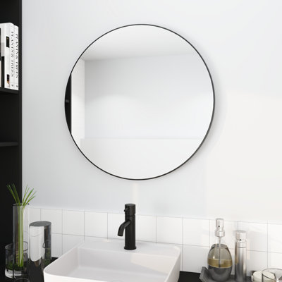 Grand miroir noir de 24 po pour une touche décorative dans votre maison fixé au mur avec une apparence lumineuse et élégante