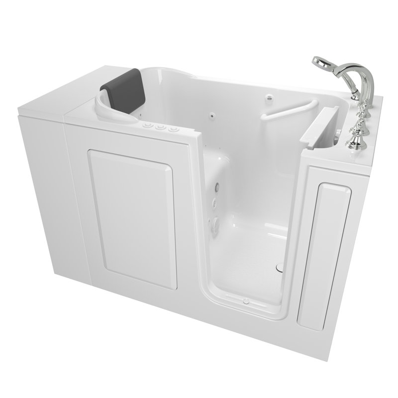 Baignoire combinée 48 po x 28 po en fibre de verre avec robinet et chauffage, Blanc, Droite