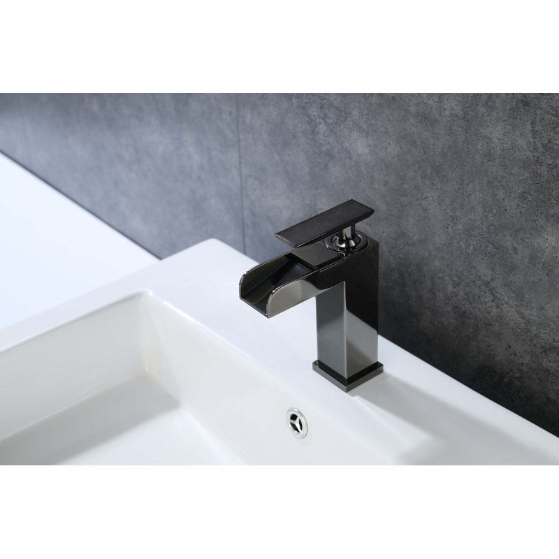 Robinet pour salle de bain à un trou avec ensemble de drain, Noir lustré